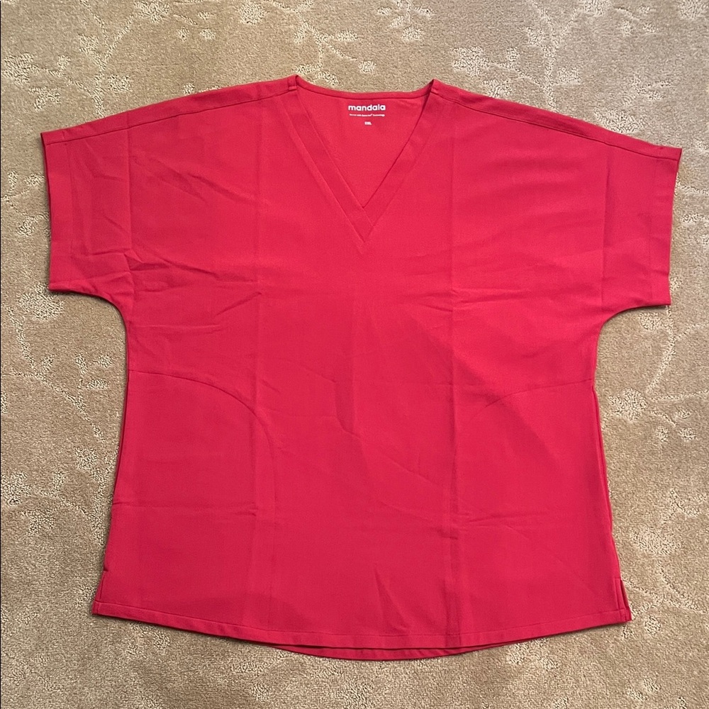 NWOT Mandala Red Scrub Top, 2XL